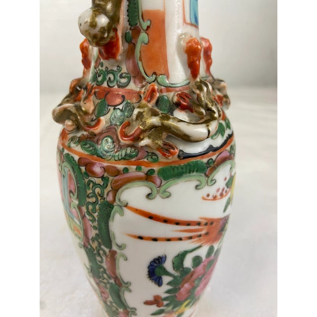 Orange Small Chinese Rose Medallion Vase For Sale - Image 8 of 12