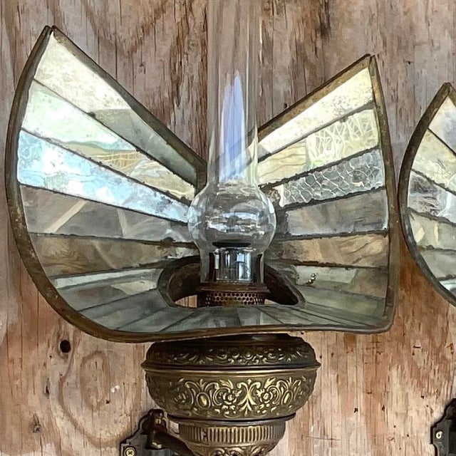 Vintage Wheeler Mirrored Glass Wall Sconces, Pair For Sale - Image 13 of 13
