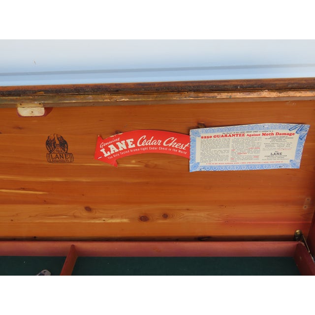 Mid 20th Century Lane Art Deco Waterfall Inlay Cedar Chest Blanket Trunk 6619 For Sale - Image 5 of 18