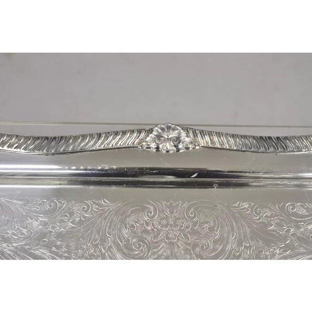Vintage Sheffield Victorian Ornate Silver Plated Serving Platter Tray For Sale In Philadelphia - Image 6 of 12