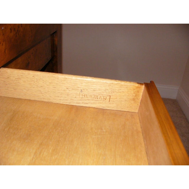 1970s Mid-Century Modern Burlwood Parson Desk by Hekman For Sale - Image 9 of 9