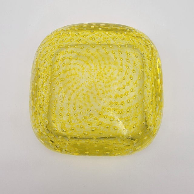 Carlo Scarpa Venini Mid-Century Murano Glass Bullicante Square Bowl For Sale In Las Vegas - Image 6 of 11