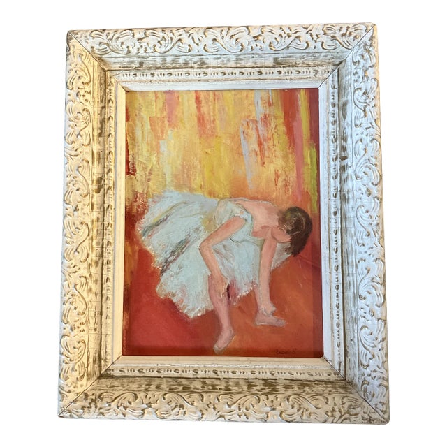 1950’s Original Vintage After Degas Dancers Painting Vintage Frame For Sale