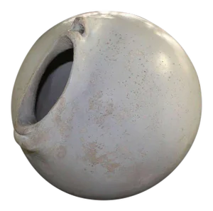 Mid-Century Modern Ball Shape, Face and Mouth Pottery Sculpture