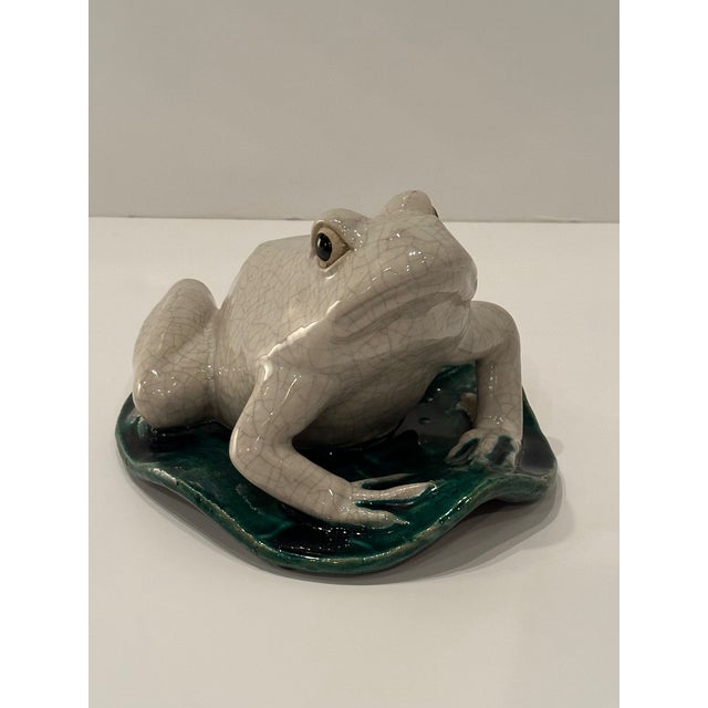 Vintage Italian Glazed Pottery Frog Sculpture For Sale In Philadelphia - Image 6 of 9