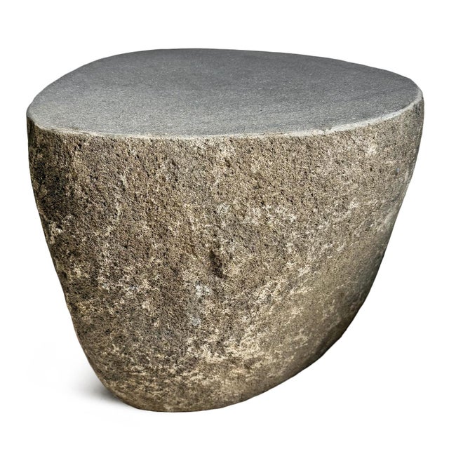 Early 21st Century Organic Modern Stone Boulder Vintage Outdoor Stool Side Table For Sale - Image 5 of 6