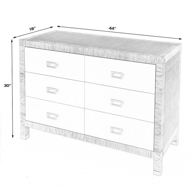 Spritely Home Accent Furniture Corfu 44 in. W Rectangular Rattan 6 Drawer Double Dresser, Antique Gold For Sale - Image 4 of 11