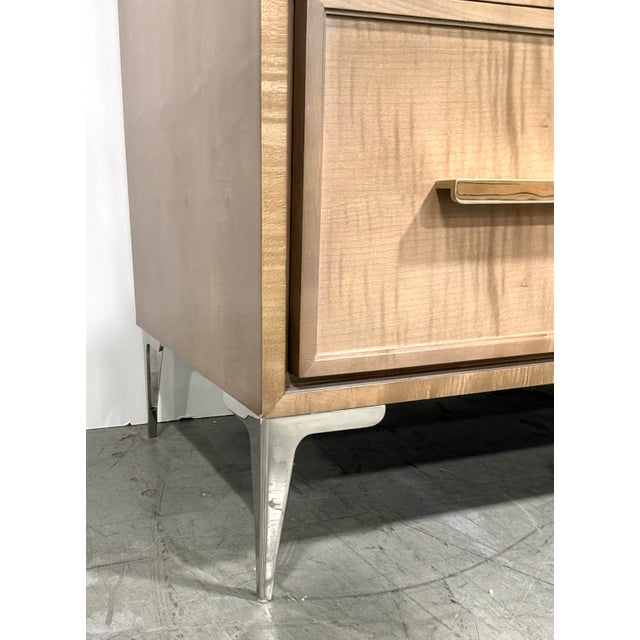 Modern Beige Lacquer Six Drawer Chloe Dresser as Is For Sale - Image 4 of 8