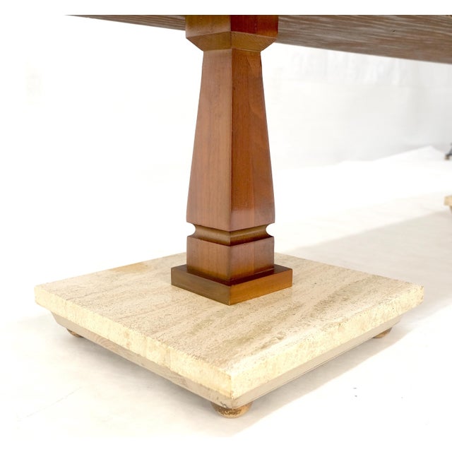 Inlayed Travertine Top & Base 18x60" Rectangle Mid Century Modern Coffee Table For Sale - Image 10 of 12
