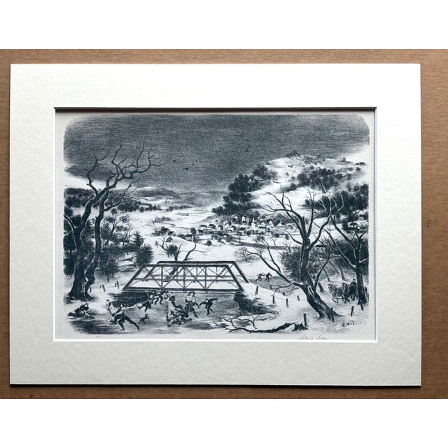 American 1939 Print in 11x14 Mat, Ready to Frame: Doris Lee, "Winter in the Catskills" For Sale - Image 3 of 3