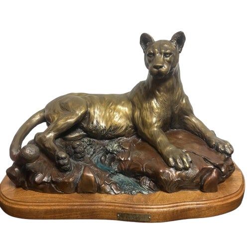 1990s "Cougar Bluff" Bronze Sculpture by Danny D. Edwards For Sale