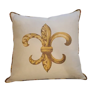 21" X 21" Fleur De Lis and Stripe Decorative Pillow