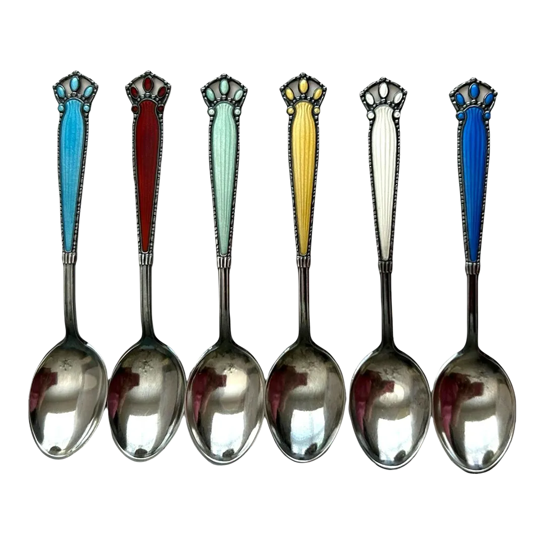 Vintage n.m. Thune Norway Demitasse Sterling Silver and Enamel