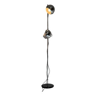 Space Age Mid-Century Modern Floor Lamp with 2 Chrome Shades from Gepo For Sale