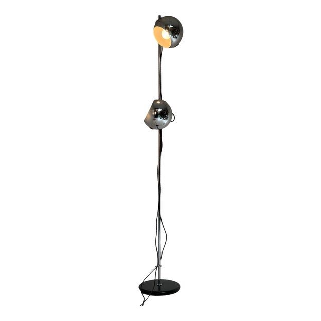 Space Age Mid-Century Modern Floor Lamp with 2 Chrome Shades from Gepo For Sale