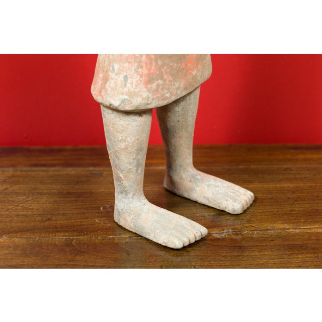 Ceramic 206 BC-24 AD Western Han Dynasty Chinese Original Polychromy Figurine For Sale - Image 7 of 13