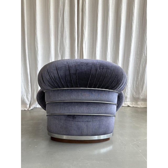 Metal Space Age Velvet and Chrome Lounge Chair attributed to Adriano Piazzesi, Italy, 1960s For Sale - Image 7 of 15