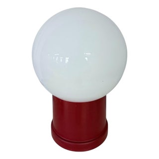 Vintage Space Age Red Mushroom Lamp Red with Opaline Glass For Sale
