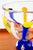 Orange Mid Century Modern Art Glass Bowl Vase Yellow Orange Blue Round Svoboda Karlov For Sale - Image 8 of 12