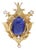 1940s Art Deco Lapis Lazuli and Diamond 18k Yellow Gold Brooch Pendant For Sale