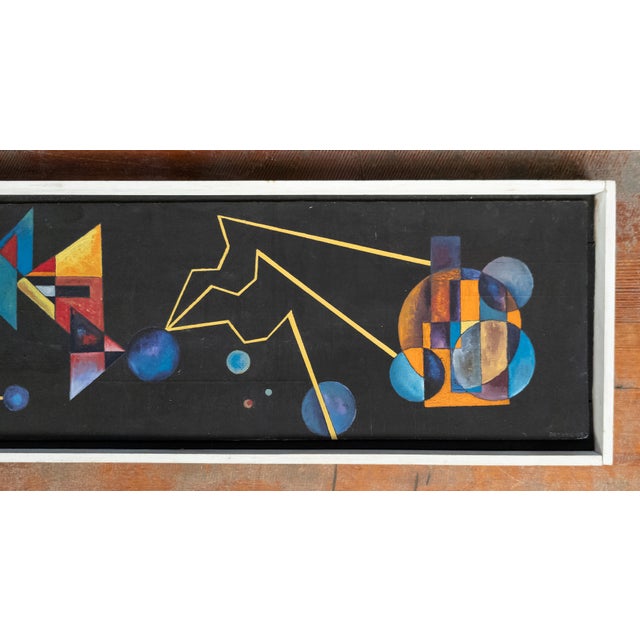 1960s Mid-Century Modern Geometric Abstract Painting on Masonite, 1963 For Sale - Image 5 of 14