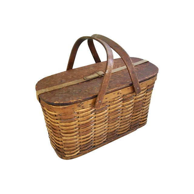 Antique 1920s Hawkeye Wicker & Tin Picnic Basket Chairish
