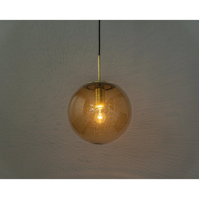 Large Limburg Brass with Smoked Glass Ball Pendant, Germany, 1970s For Sale - Image 10 of 13