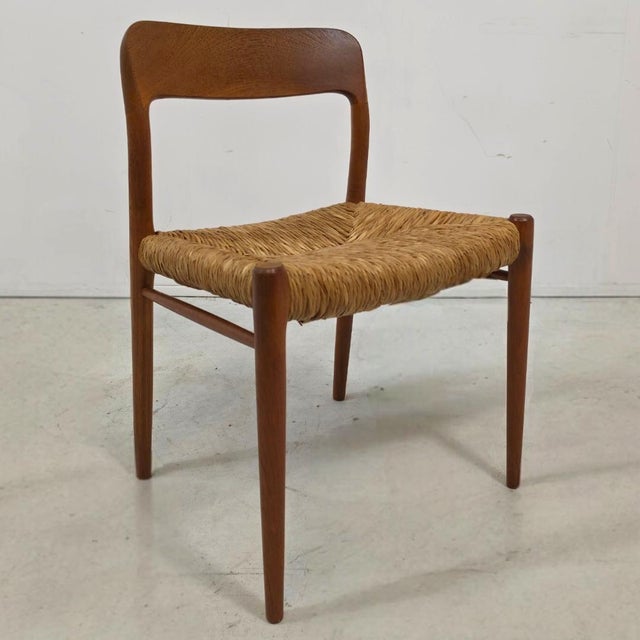 1980s Danish Model 75 Diner Chairs by Niels Møller, 1960s, Set of 5 For Sale - Image 5 of 9