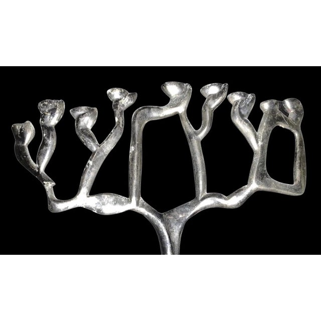 Mid-Century Modern Vintage Mid Century Modern Don Drumm Style Aluminum Abstract Brutalist Artisan Sculpture Menorah For Sale - Image 3 of 13