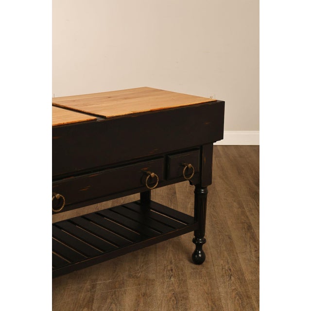 Black French Colonial Style Butcher Block Kitchen Island For Sale - Image 8 of 18