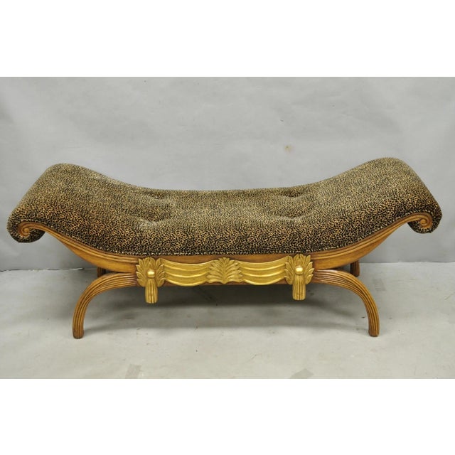 Vintage Italian Hollywood Regency Style Leopard Print Upholstered Window Bench For Sale - Image 11 of 11