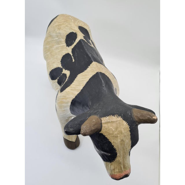 Paper Decorative Papier-Mâché Cow Figurine, 1970s For Sale - Image 7 of 13