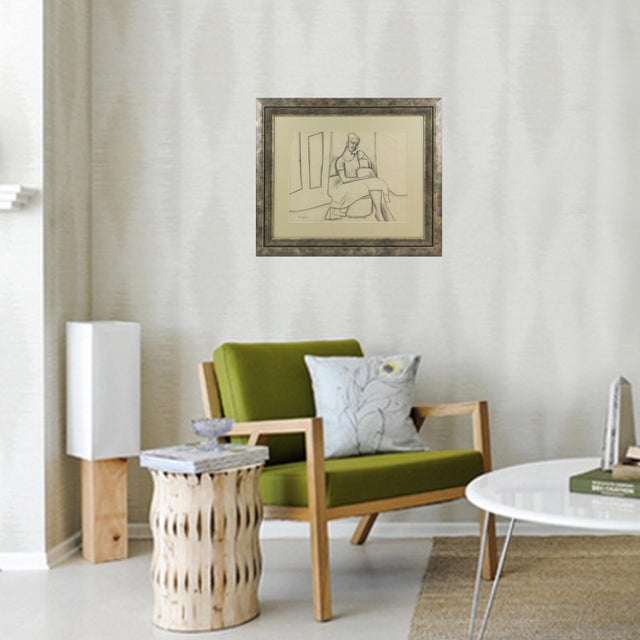 Cubist Woman Study Black Pencil Drawing by Wouyart, Circa 1930 For Sale - Image 9 of 16