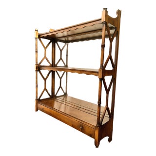 Three-Tier, Wall-Hanging Mirrored Wood Shelf For Sale