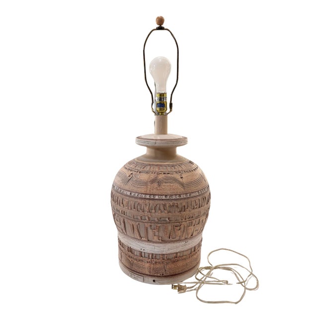 1970s Brutalist Sculpted Earthenware Table Lamp by Casual Lamps of California For Sale In Dallas - Image 6 of 12