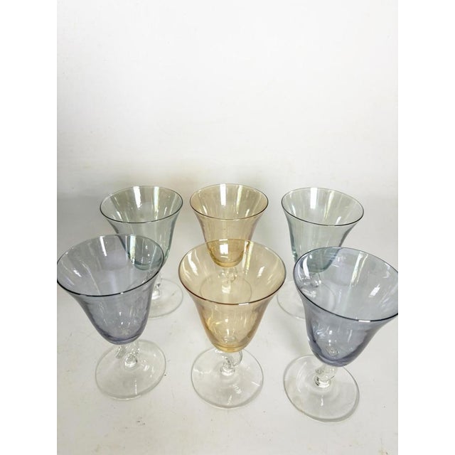 Blue Decanter Canister with Colored Glasses, France, 1960s, Set of 9 For Sale - Image 8 of 12