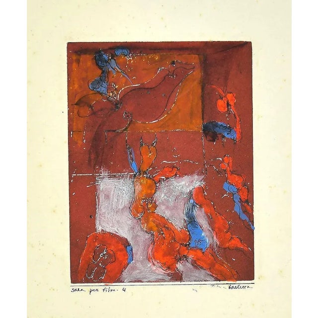 Movie room is an original artwork in mixed media applied on cardboard, realized by sergio barletta. Hand-signed on the...