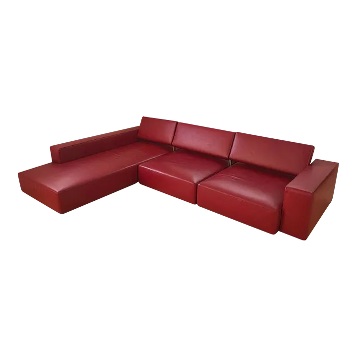 B &B ITALIA  ANDYのシリーズ　オットマン B & B Italia 'Andy' Red Leather Adjustable Sectional, Vintage