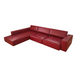 B & B Italia 'Andy' Red Leather Adjustable Sectional, Vintage Early 2000's