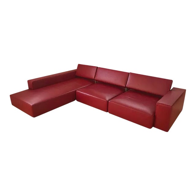 B&b Italia 'Andy' Red Leather Adjustable Sectional, Vintage Early 2000's For Sale