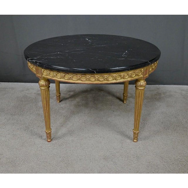 Mid-Century Louis XVI Style Marble and Giltwood Coffee Table For Sale - Image 12 of 16