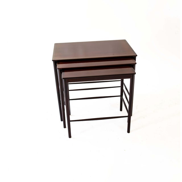 Mid-Century Modern Vintage Nesting Tables by Kaj Winding for P. Jeppesen Møbelfabrik, 1960s, Set of 3 For Sale - Image 3 of 12
