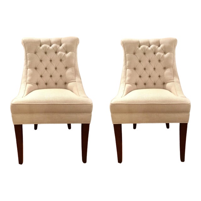 Modern Pearson White Tufted Destiney Slipper Chairs Pair For Sale