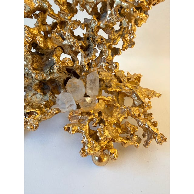 Pair of Candlesticks or Candle holders in gilt bronze, quartz rock crystal stone by the french artist Claude Victor...