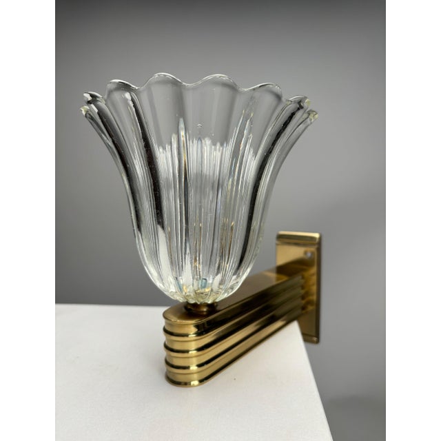 Mid-Century Murano Glass Wall Lamps in the style of Ercole Barovier, Italy, 1990s, Set of 2 For Sale - Image 9 of 10