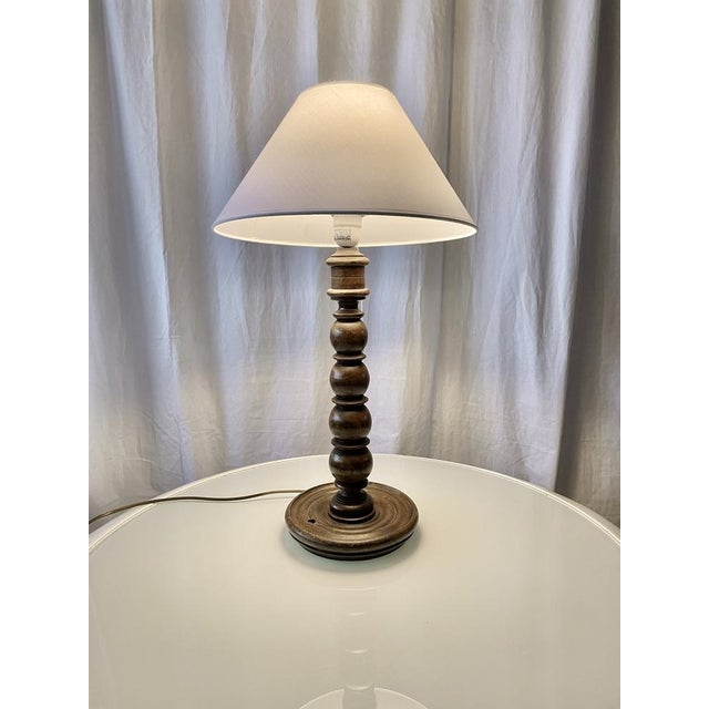 Wood Turned Wooden Lamp, France, 1950 For Sale - Image 7 of 14