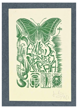 Julio Cesar Salvatierra, Ex-Libris de Julio Cesar Salvatierra, Woodcut, 1951