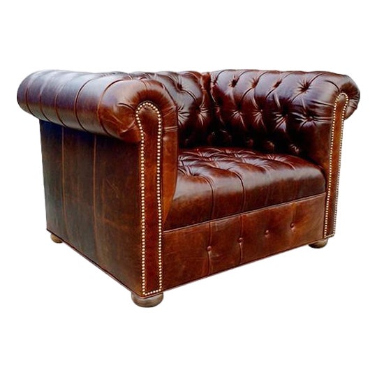 Belair Rolled Arm Chesterfield Lounge Chair For Sale