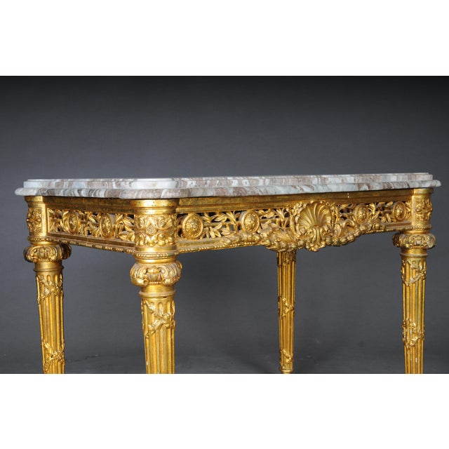 Antique Gilded Console Table with Marble, Paris. 1860s For Sale - Image 13 of 18