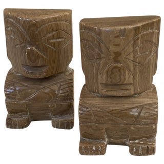 Vintage Tiki Stone Bookends For Sale